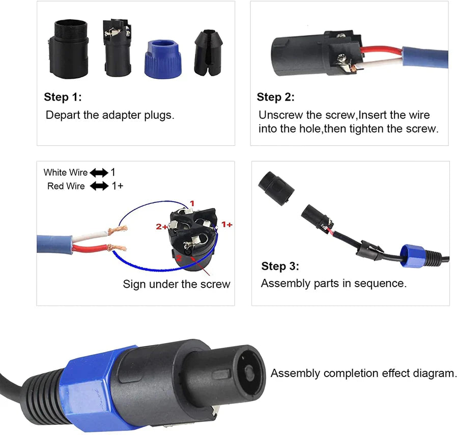MR DJ SPAM10 10-Pack Right-Angle Speakon Compatible PA/DJ Speaker Cable Connectors