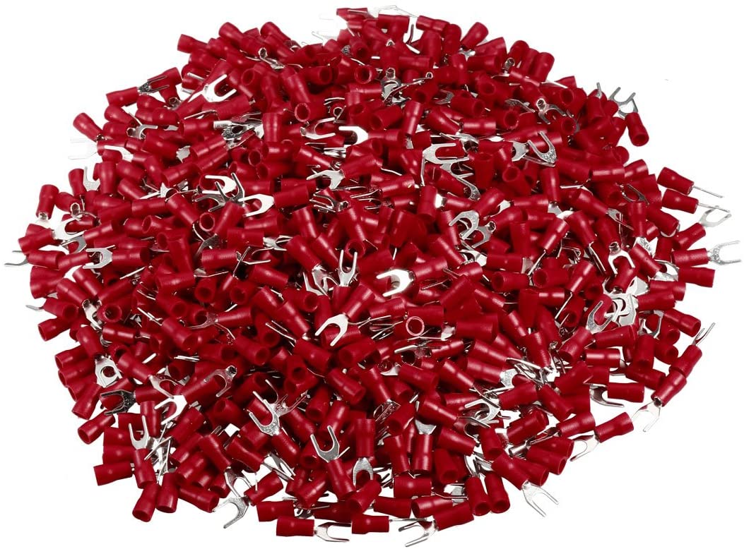 XP Audio XSR8-200 200PCS 18-22AWG #8 Red Insulated Fork Spade Wire Connector Electrical Crimp Terminal