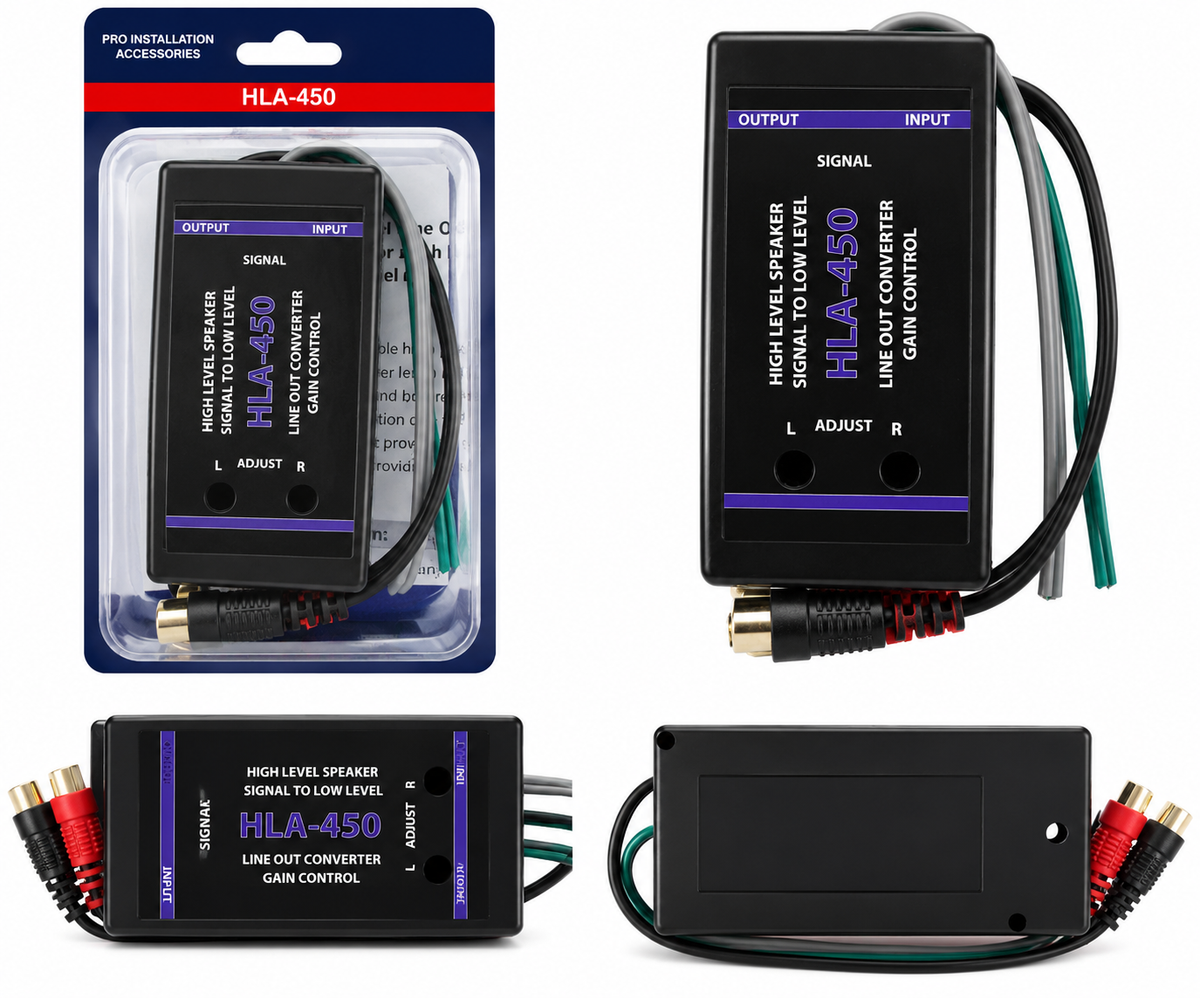 Absolute HLA450 2-Ch High-to-Low Line Output Converter Adjustable Speaker Level to RCA Converter