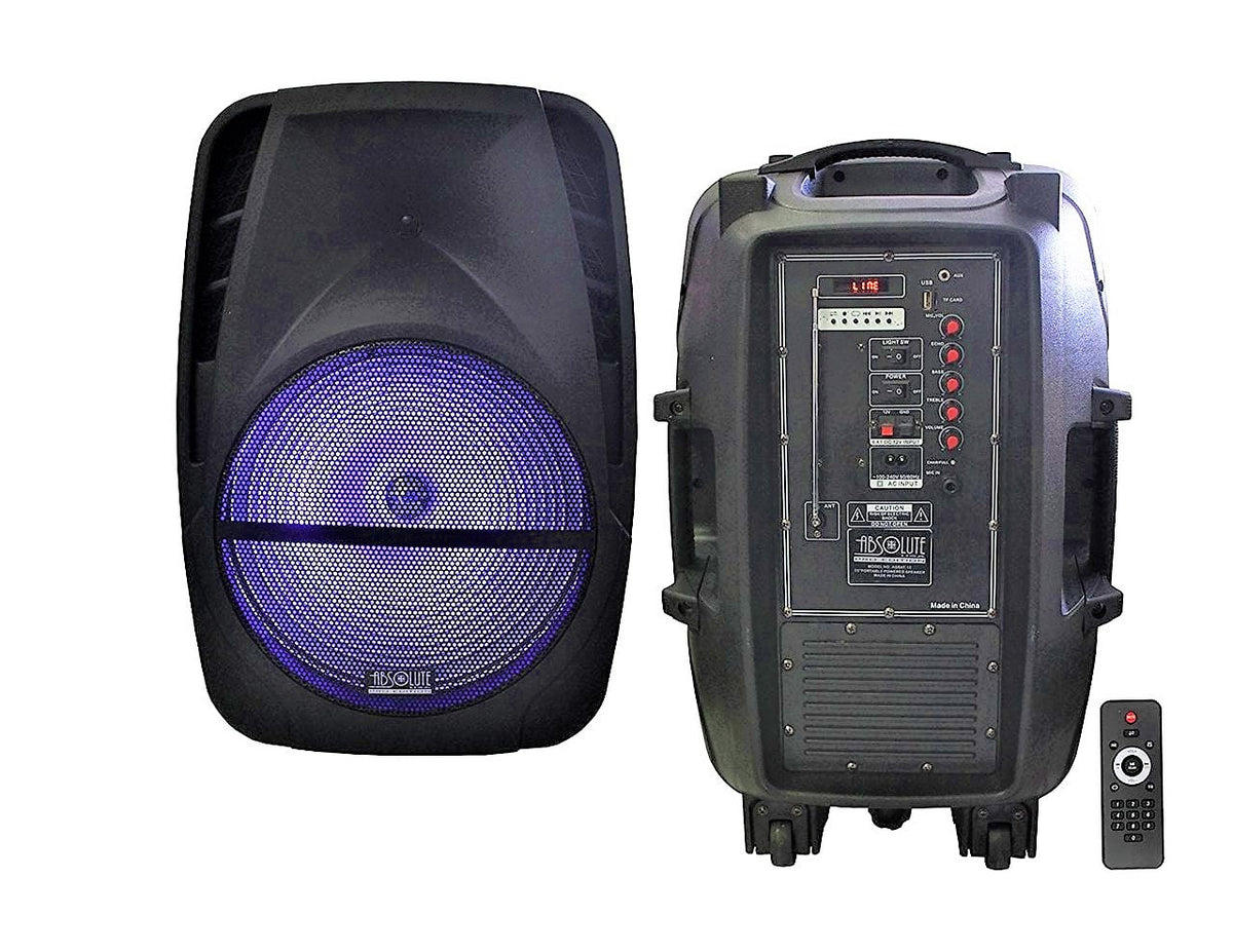 Absolute ASBAT15 15" Portable Rechargeable PA Speaker / Bluetooth/ karaoke LED 3000 watt