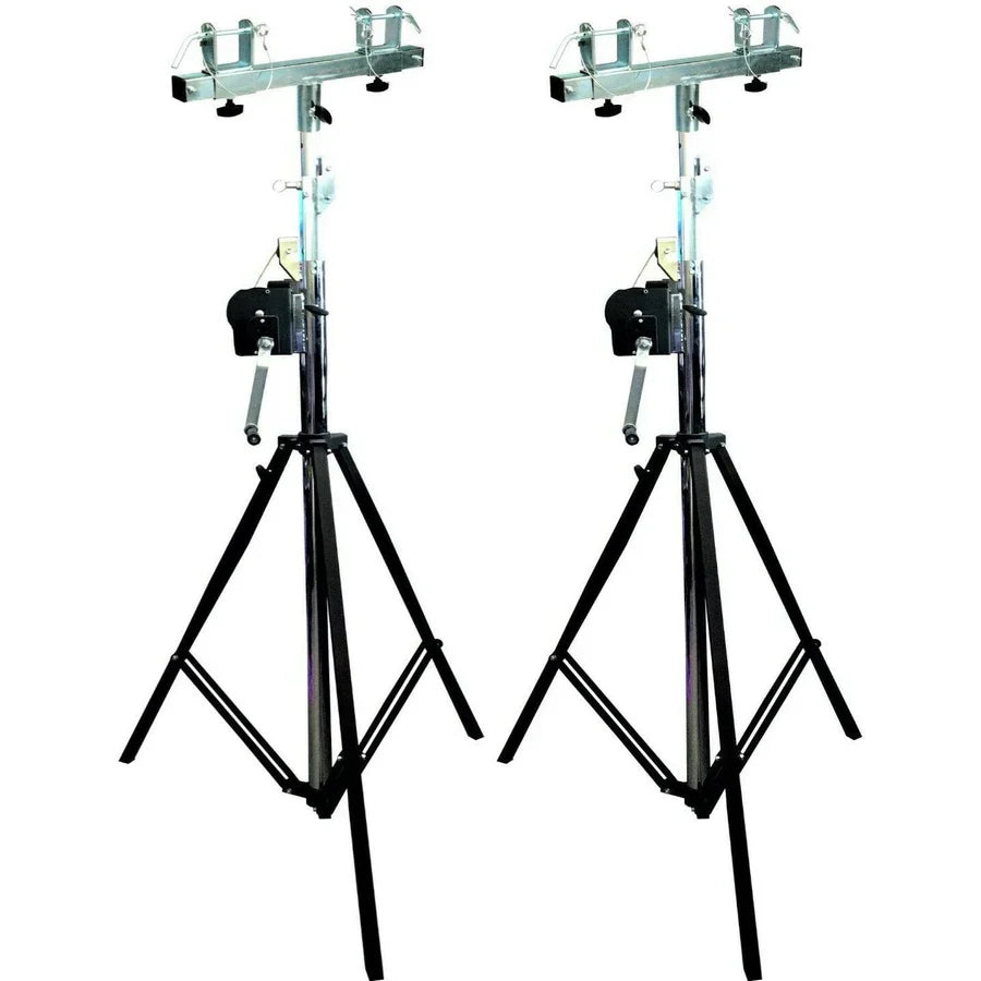2 MR TRUSS Pro Lighting 12 Foot Crank Light Stand & Square Truss T-Bar