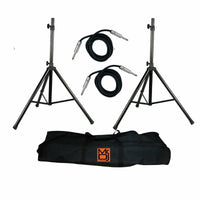 MR DJ SS750PKG 2 Universal Folding Tripod PRO PA DJ On Stage Speaker Stand with cables and carrying bag