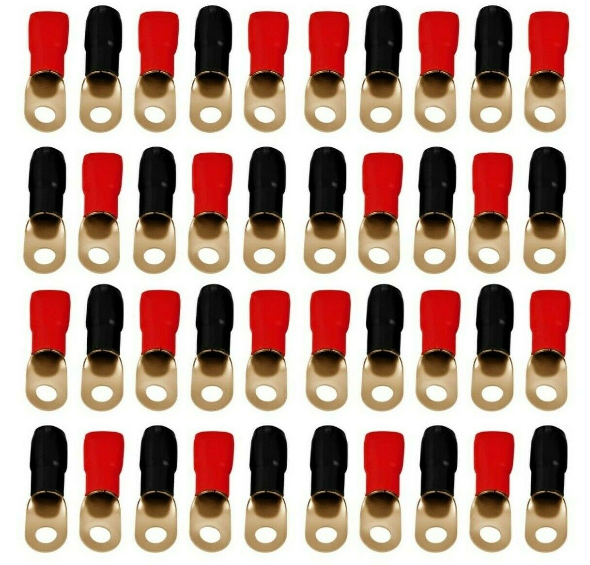 MR DJ 1/0 Gauge Ring Terminal 80 Pack Wire Crimp Cable- Red/Black 5/16