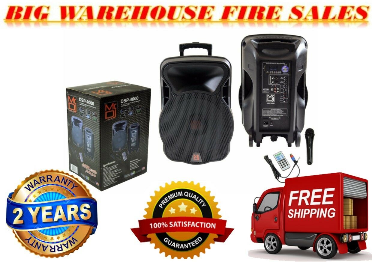 DSP4000 4000W Bluetooth DSP FM Radio USB Portable PA DJ KARAOKE Speaker
