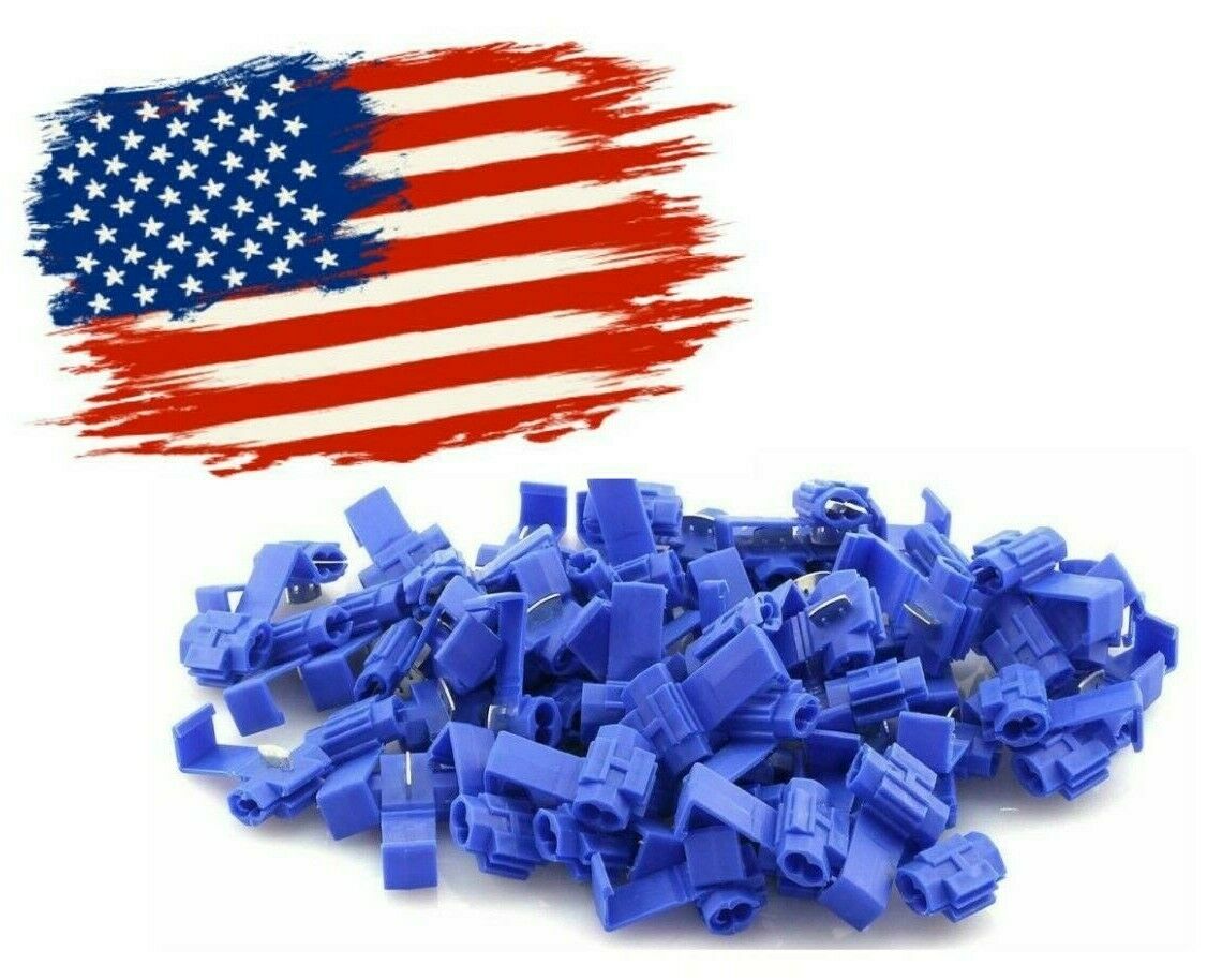 Patron 100pcs Lock Quick Splice Wire Terminals Snap Lock Blue 16-14 AWG