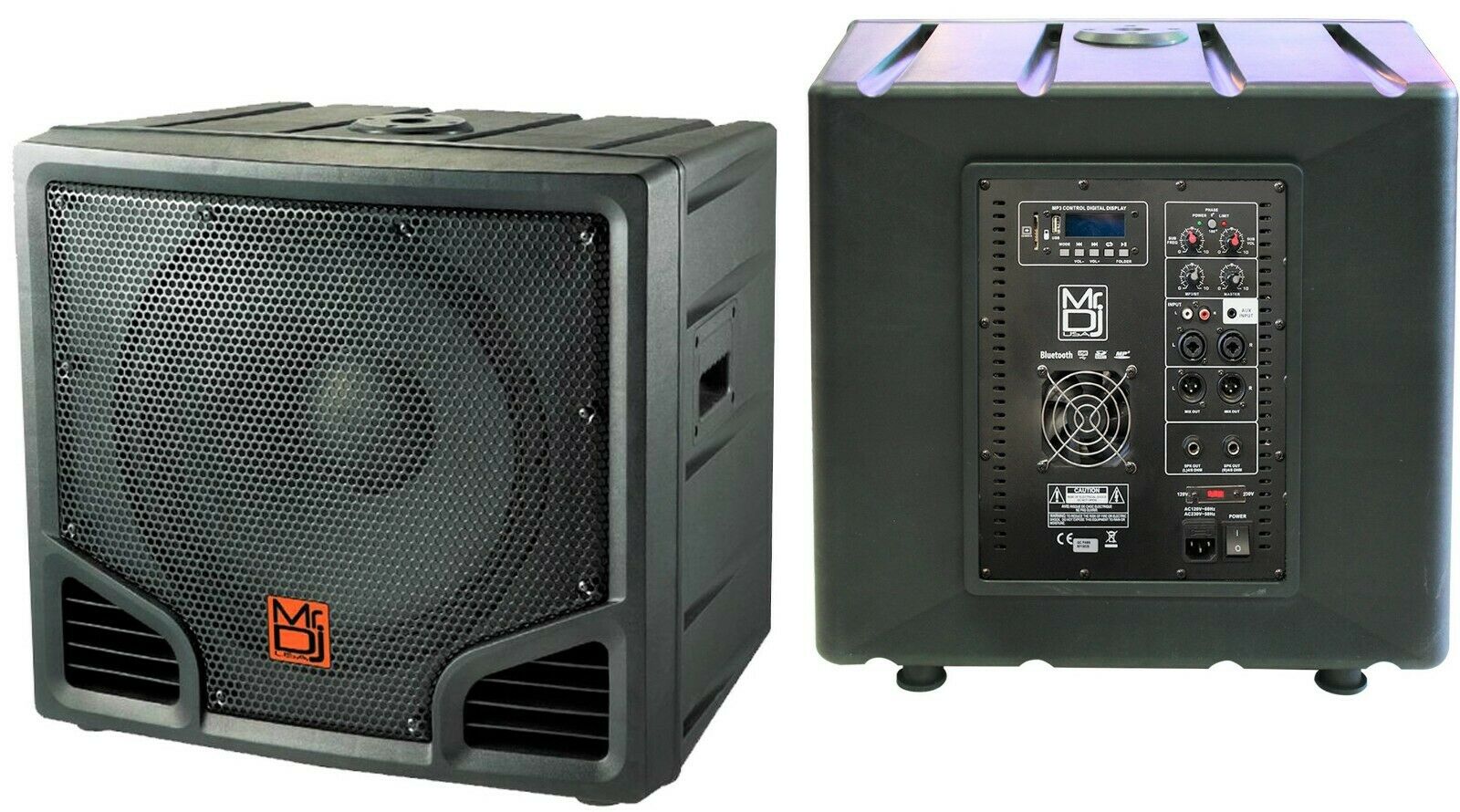 MR DJ PROSUB18BT 18" 6000W PA DJ Club Powered Active Subwoofer with 2 Speaker Output