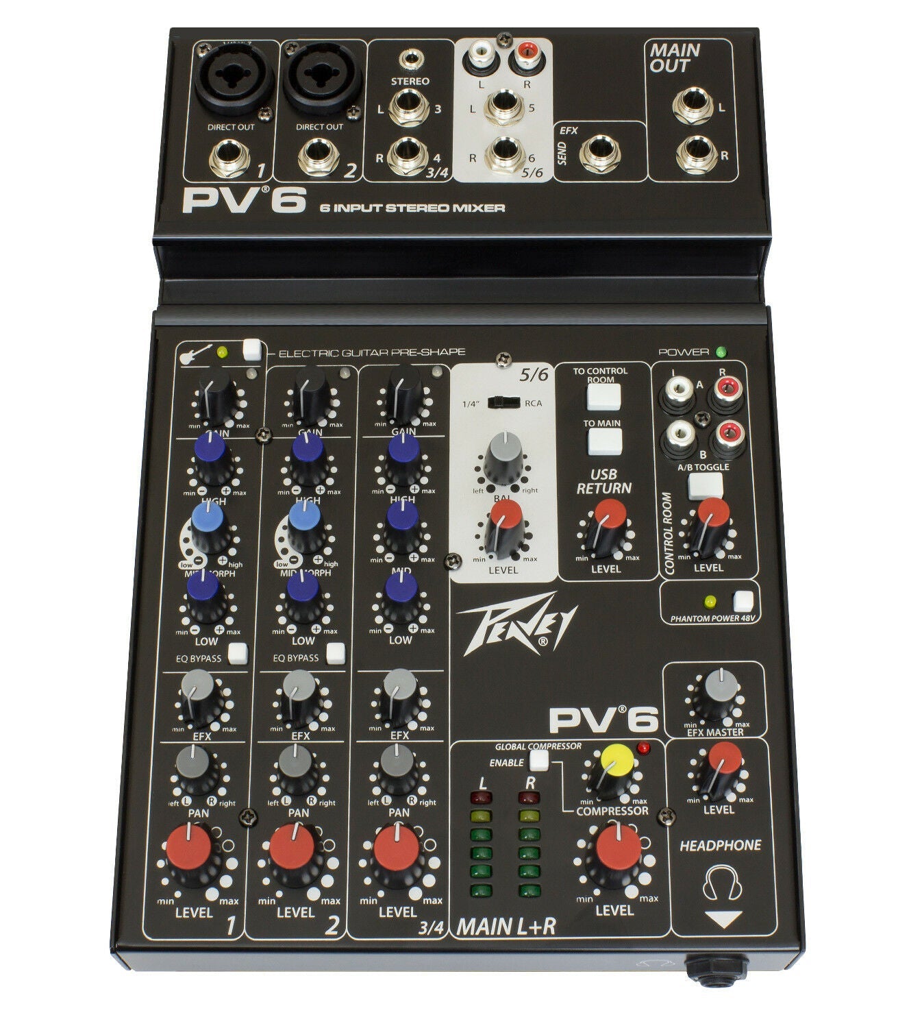Peavey PV 6 Mixer - Ideal for Live Shows, Recording, Podcasting