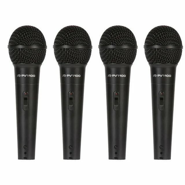 4 Peavey PVI100 1/4" Wired Dynamic Cardioid Vocal Microphone+ Mic Clip + Cable