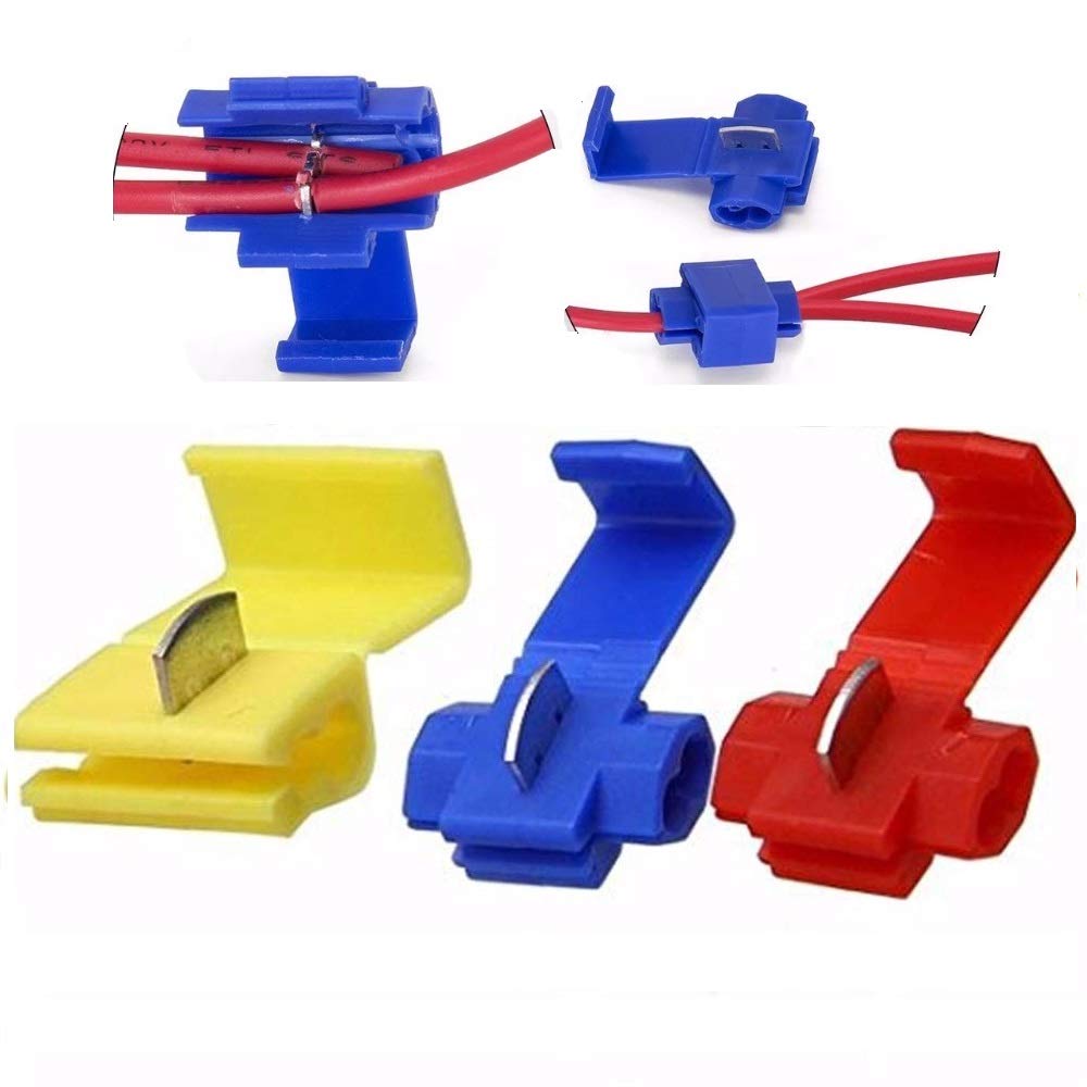MK Audio 125 Solderless Quick Splice Snap Wire Connector 50 red 22-18 Gauge50 Blue 16 -14 Gauge 25 Yellow 12-10 Gauge