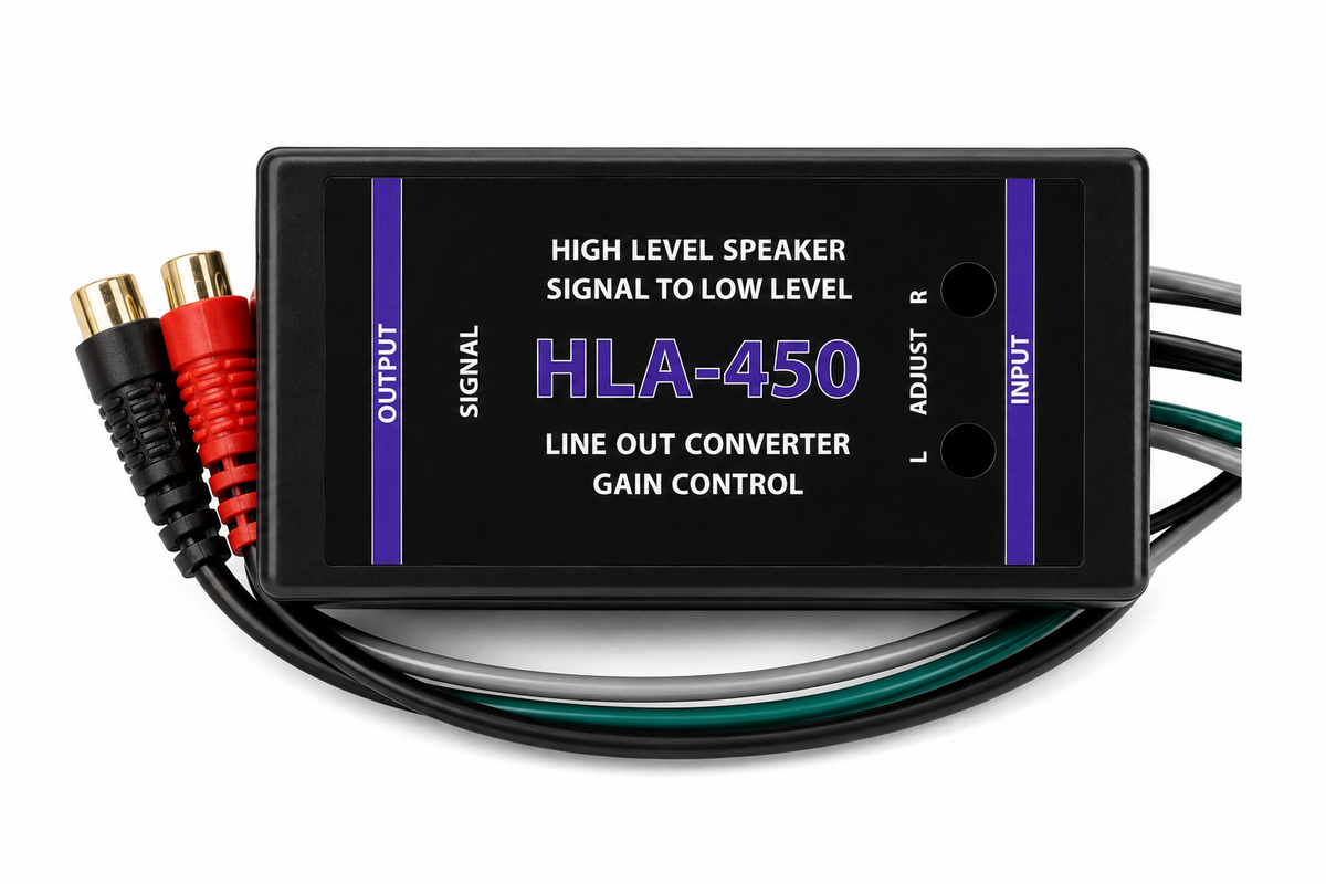4 Absolute HLA450 2-Ch High-to-Low Line Output Converter Adjustable Speaker Level to RCA Converter