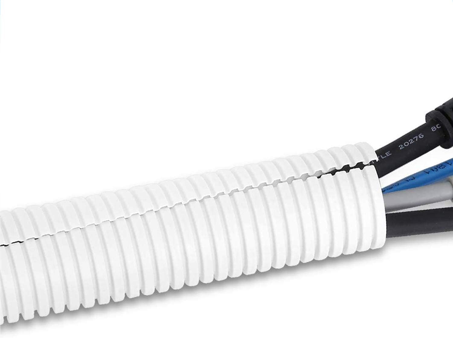 MR DJ DSLT38WH 100' 3/8" 10mm White Split Wire Loom Conduit Tubing Sleeve Tube