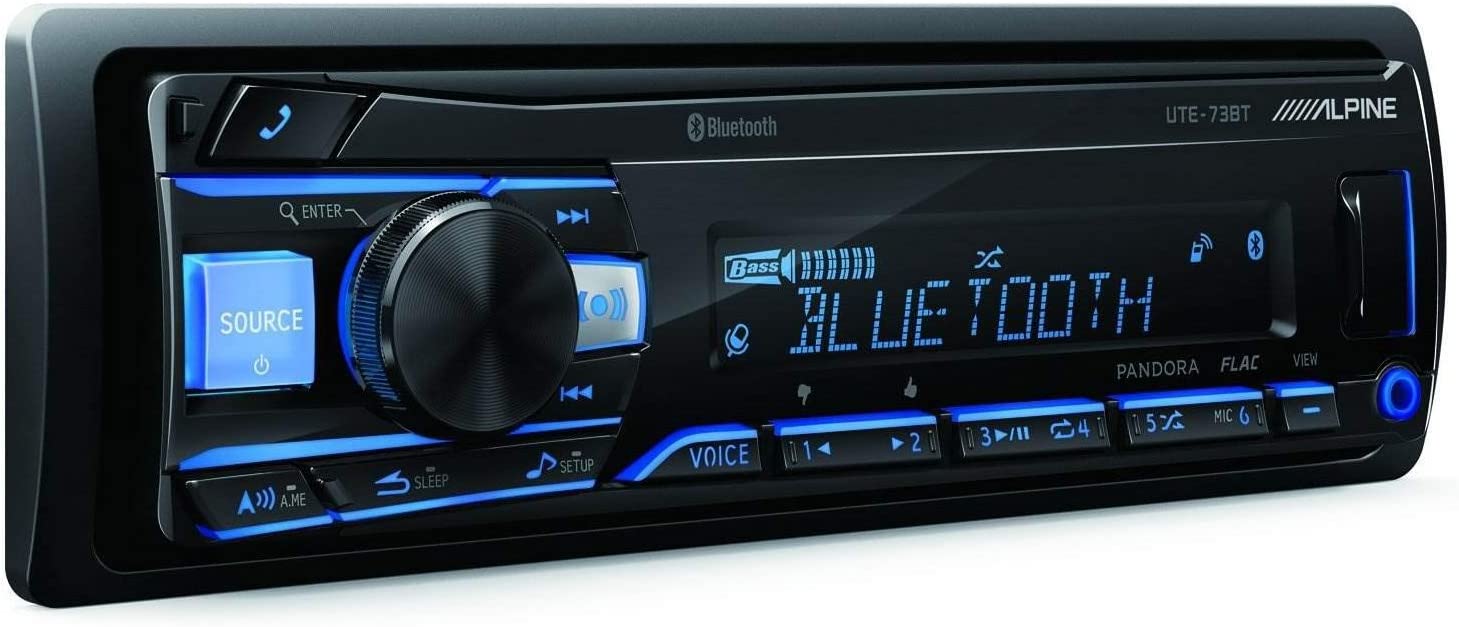 Alpine UTE-73BT In-Dash Digital Media Receiver with Bluetooth & KIT10 Installation AMP Kit