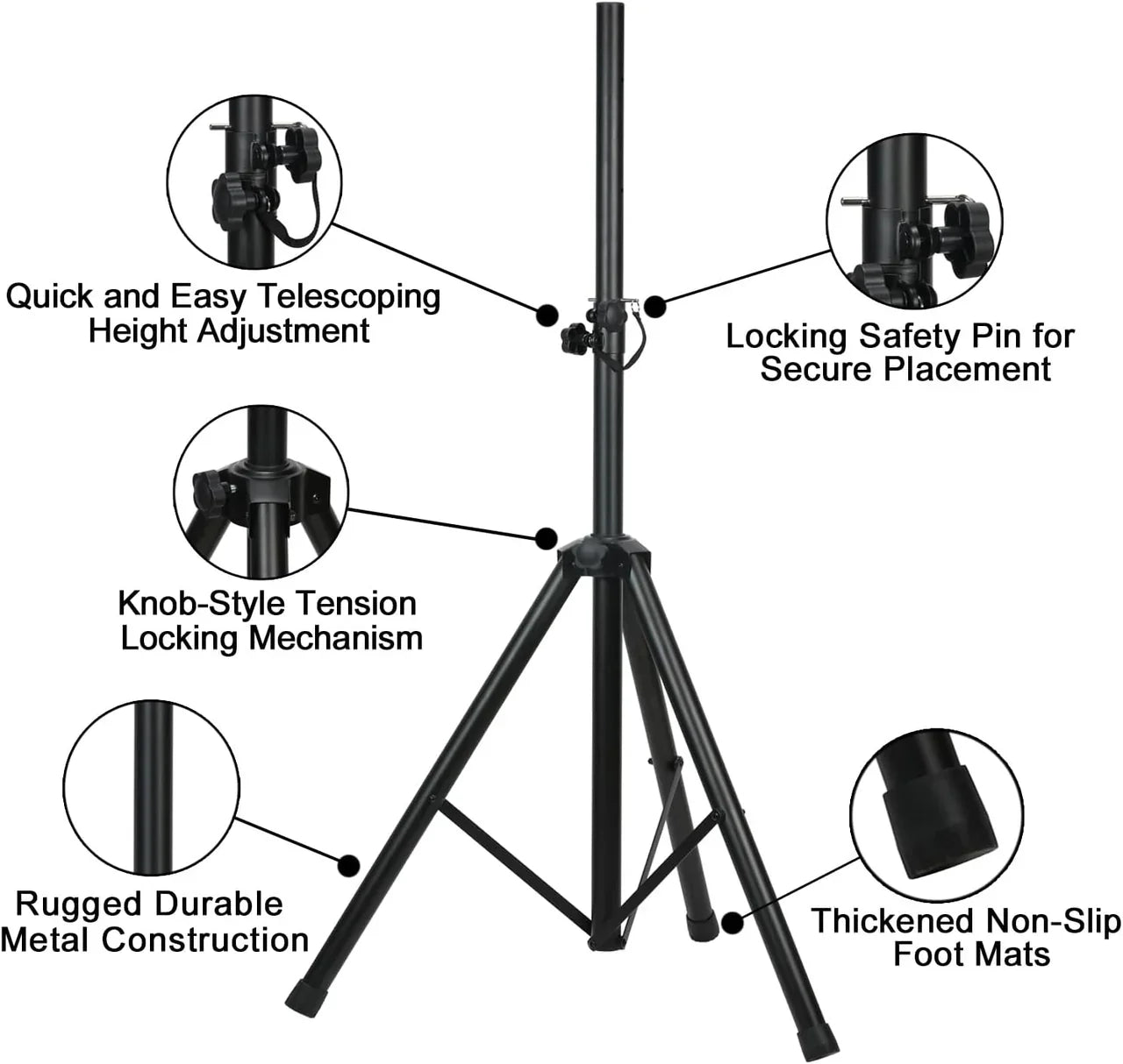MR DJ SS350S Silver Folding Tripod DJ Speaker Stand