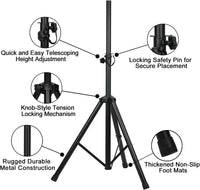 MR DJ SS350S Universal Silver Folding Tripod PRO PA DJ On Stage Speaker Stand