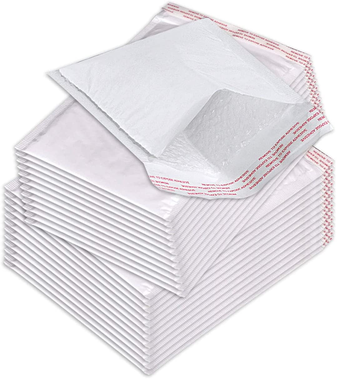 BM Paper 500-Pack #000 4" x 7" White Bubble-Lined Poly Mailers Self-Sealing Padded Shipping Envelopes