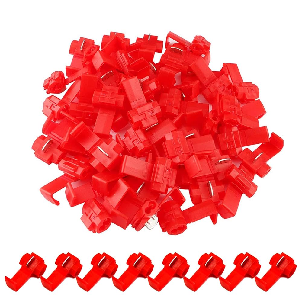 Absolute 50pcs 18-22 AWG Lock Quick Splice Wire Terminals Snap Lock Red 18-22 AWG
