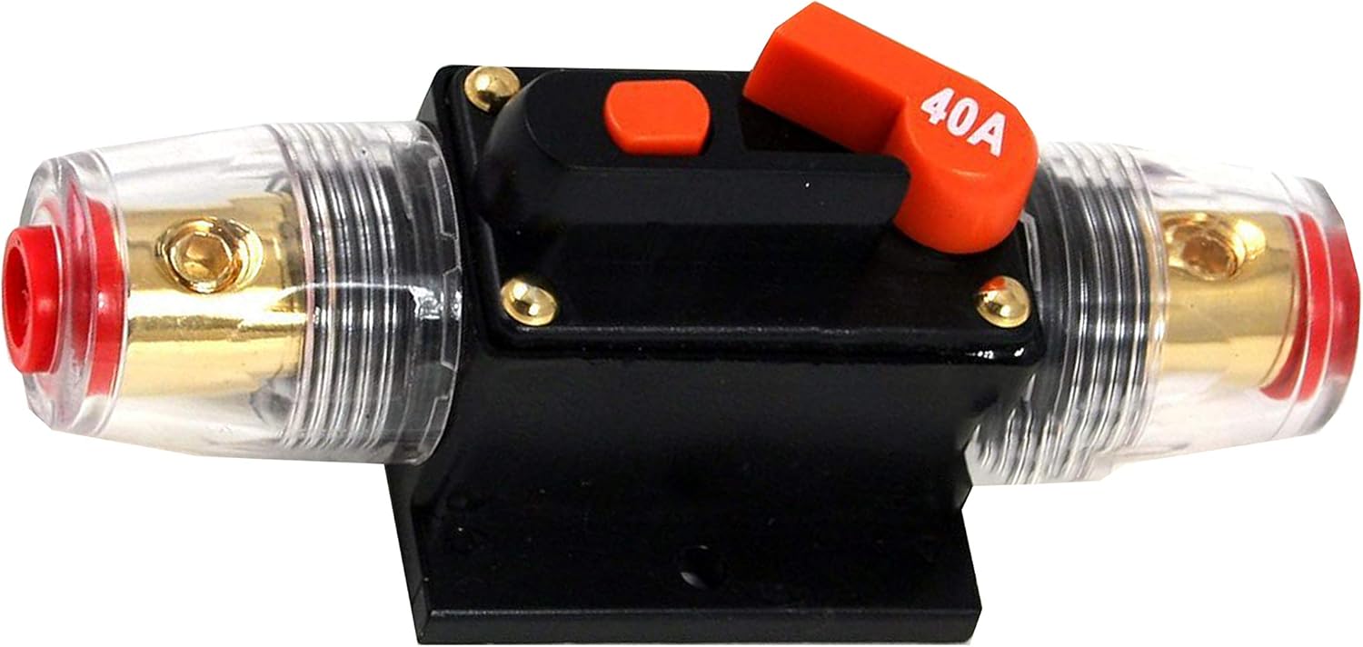 2 Absolute ICB40 40 Amp Circuit Breaker 4/8 AWG Inline Manual Reset Fuse Holder