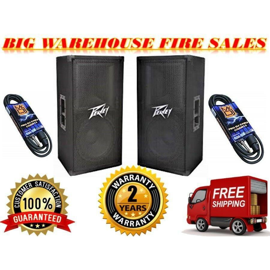 2 Peavey PV112 12" Two Way 1600 Watt Pro Audio DJ Live Sound Speakers + Cables