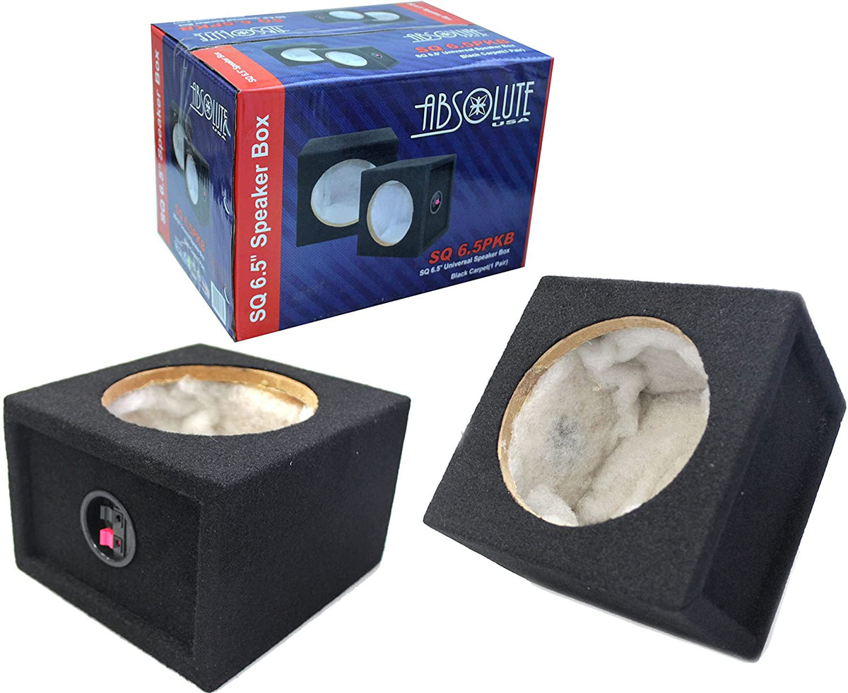 Absolute SQ6.5PKB 2 6.5" Square Box Speakers, Black Speaker Terminal enclosure