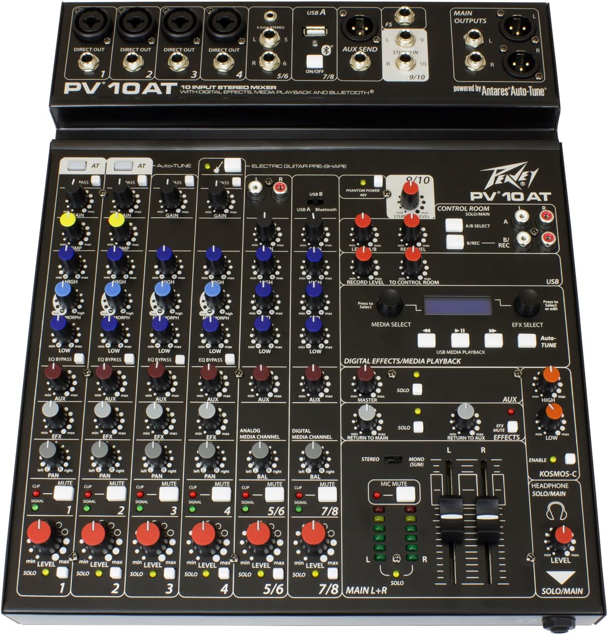 Peavey PV 10 AT 10 Channel Compact Mixing Mixer Console with Bluetooth Auto-Tune pitch correction