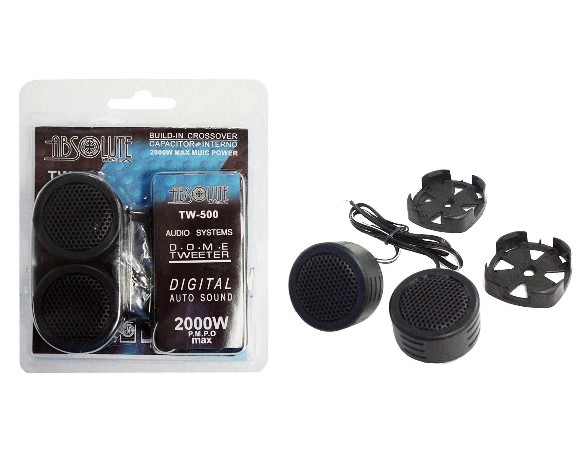 Absolute TW-500 500W High Efficiency Dome TweAbsolute USA TW-500 High-Efficiency Neodymium Silk Dome Tweeters with Built-In Crossover (Pair)eter with Built-in Crossover