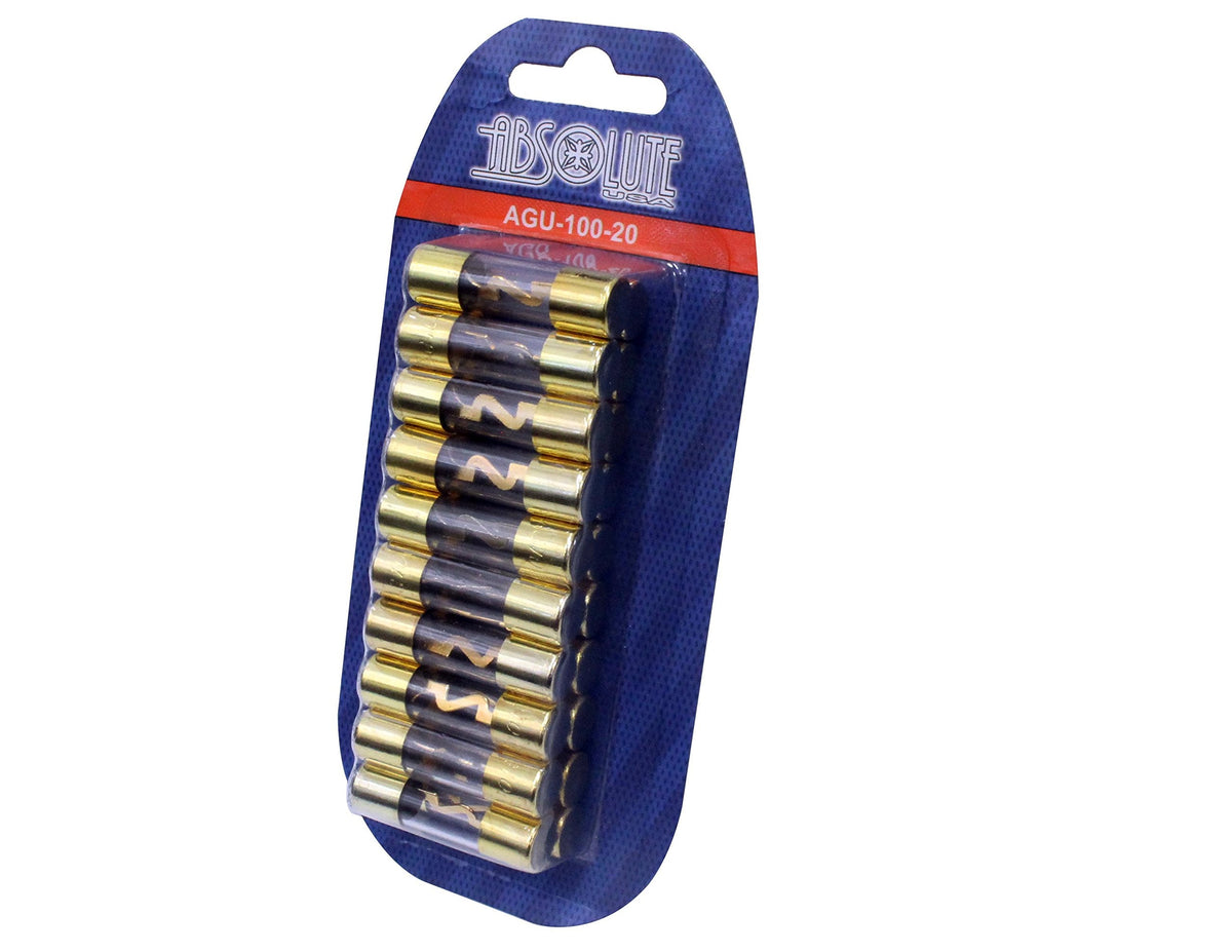 Absolute AGU80-20 80 Amp Gold-Plated AGU Glass Fuse (20 Pack)