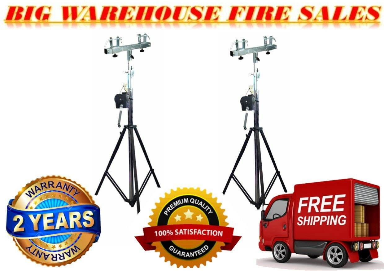 2 MR TRUSS Pro Lighting 12 Foot Crank Light Stand & Square Truss T-Bar