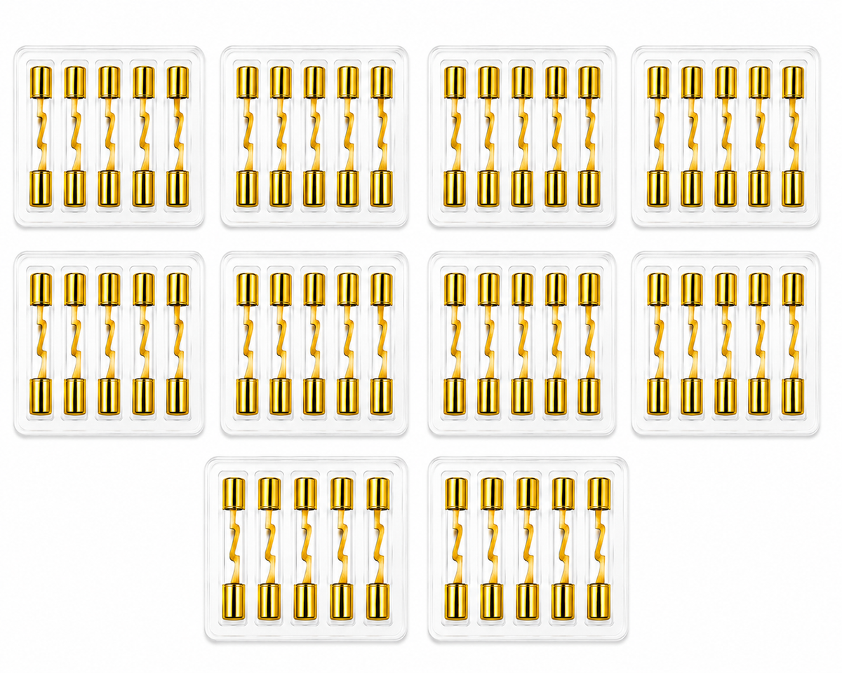 Absolute AGU80-50 50 Pack 80 Amp Gold-Plated AGU Glass Fuse
