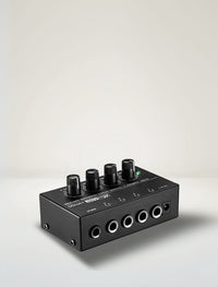 MR DJ Microamp HA400 HA400 Microamp ultra-compact 4-channel stereo headphone amplifier with controls and outputs.