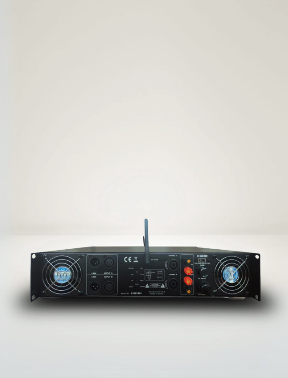 MR DJ AMP11000DSP 2Ch Class AB 10000W PA DJ Power Amplifier Onboard DSP Bluetooth USB back view with inputs and ventilation