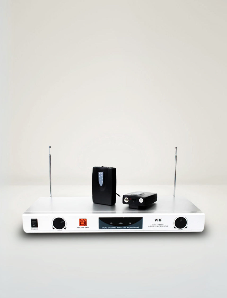 MR DJ MICVHF5400 2 Channel Professional PA/DJ/KTV/Karaoke VHF Lapel Bodypack Wireless Microphone System with Digital Receiver