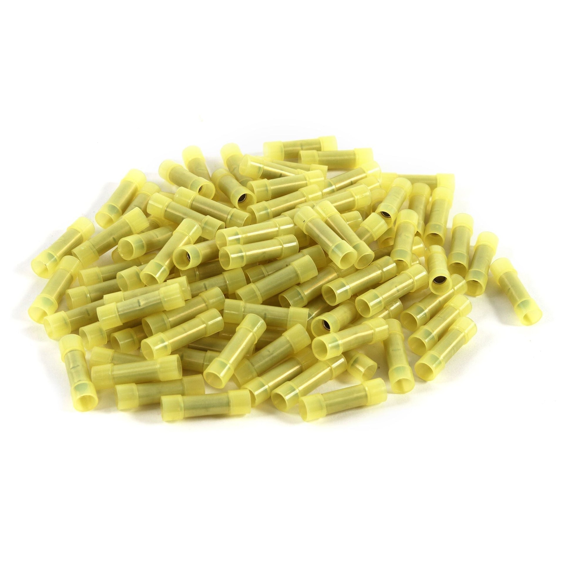 XP Audio BC1210Y 100 pcs 12 - 10 Gauge AWG Yellow insulated Nylon crimp terminals connectors Butt Connectors