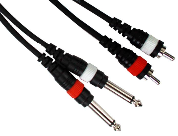 MR DJ CDQR6 6' Dual 1/4" TS Mono to Dual RCA Male Pro DJ PA Audio Cable