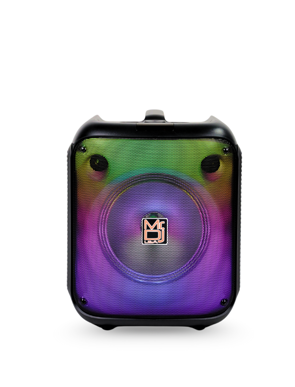 MR DJ CUBE8 8" Rechargeable Portable Karaoke Speaker with Party Flame Lights Microphone TWS USB FM Radio