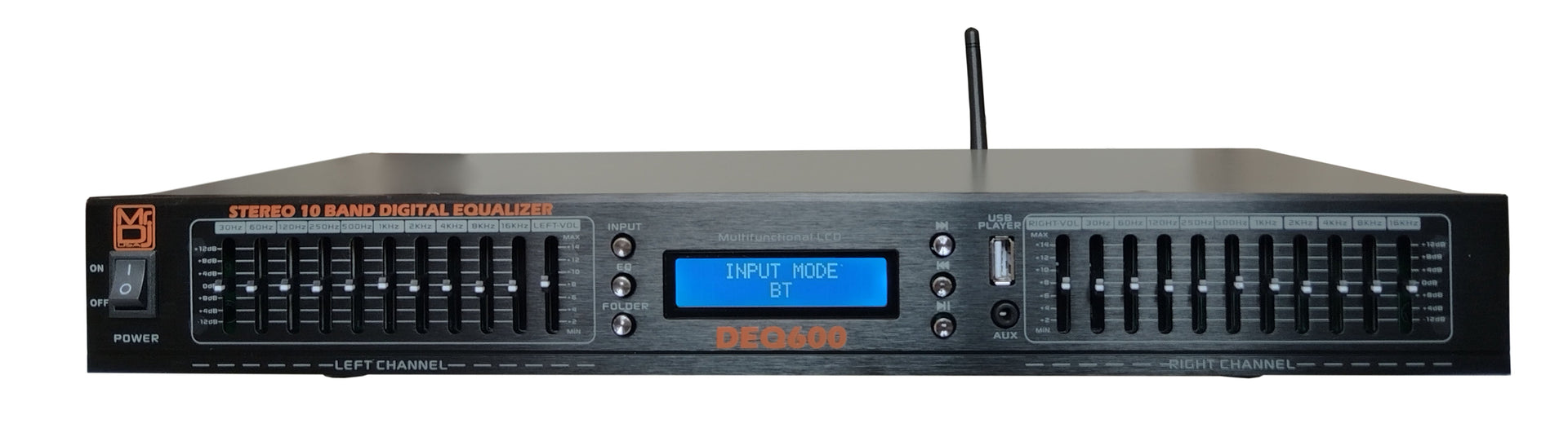 MR DJ DEQ600 PRO PA DJ 22 Band Stereo EQ Bluetooth USB AUX Input