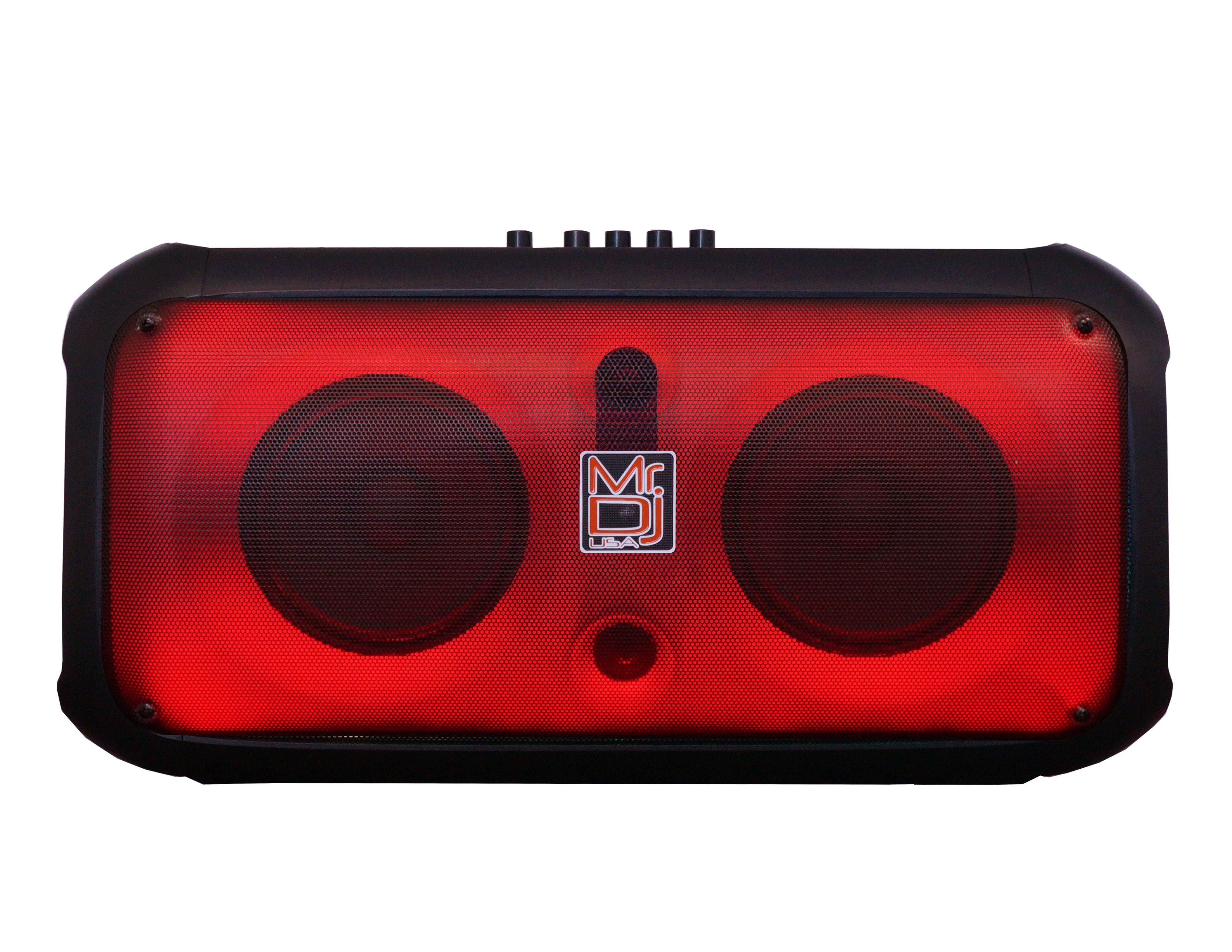 MR DJ FIRE-FLAME Double 6.5" Rechargeable Portable Karaoke Speaker with Party Flame Lights Microphone TWS FM Radio