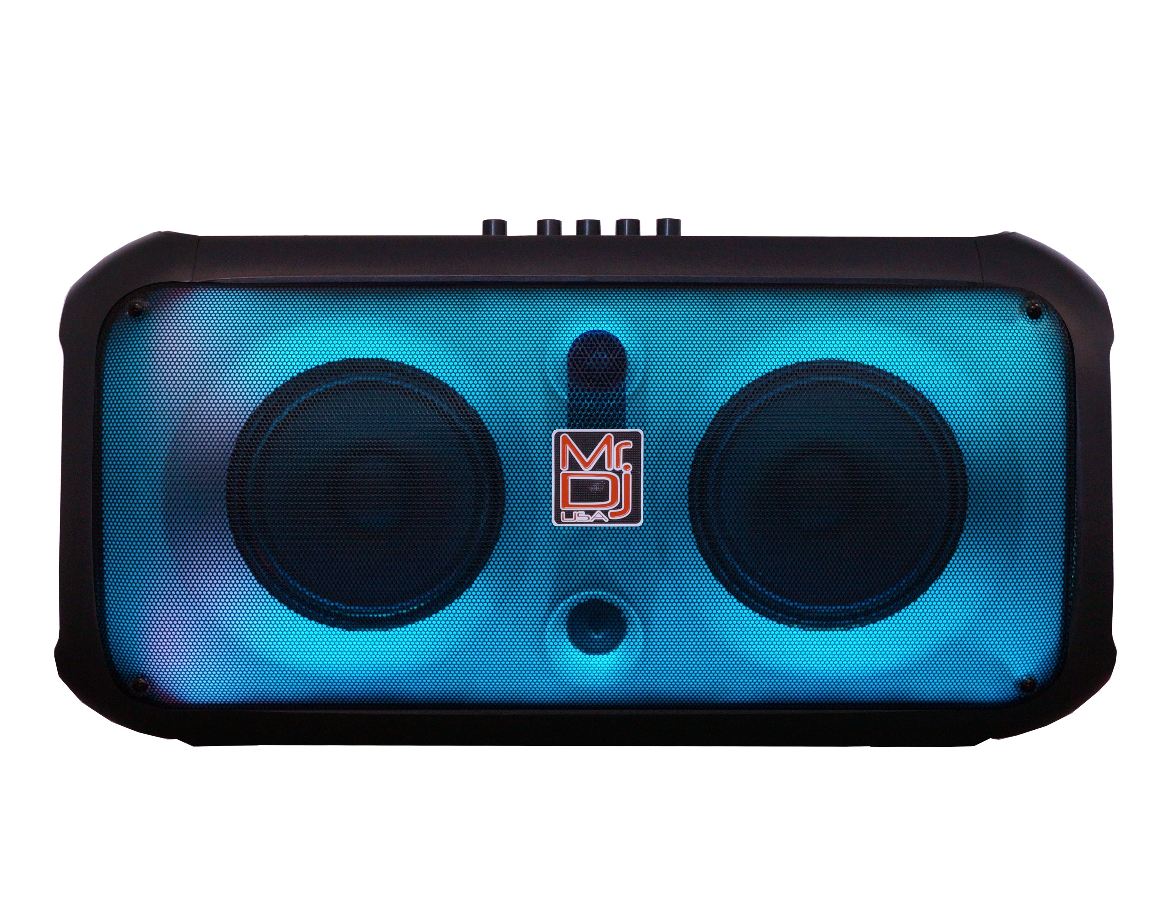MR DJ FIRE-FLAME Double 6.5" Rechargeable Portable Karaoke Speaker with Party  Lights Microphone TWS USB FM Radio