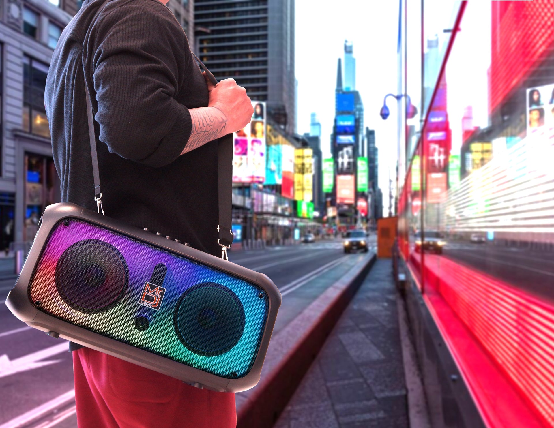 MR DJ FIRE-FLAME Double 6.5" Rechargeable Portable Karaoke Speaker with  Flame Lights Microphone TWS USB FM Radio