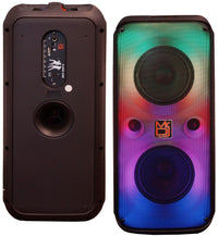 MR DJ FLAME2200 6.5" X 2 Rechargeable Portable Bluetooth Karaoke Speaker with Party Flame Lights Microphone  USB FM Radio