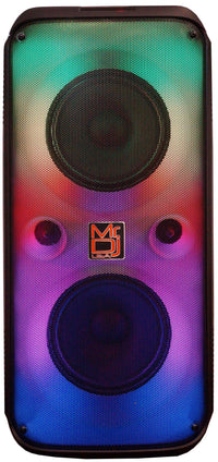 MR DJ FLAME2200 6.5" X 2 Rechargeable Portable Bluetooth Karaoke Speaker with Party  Lights Microphone TWS USB FM Radio