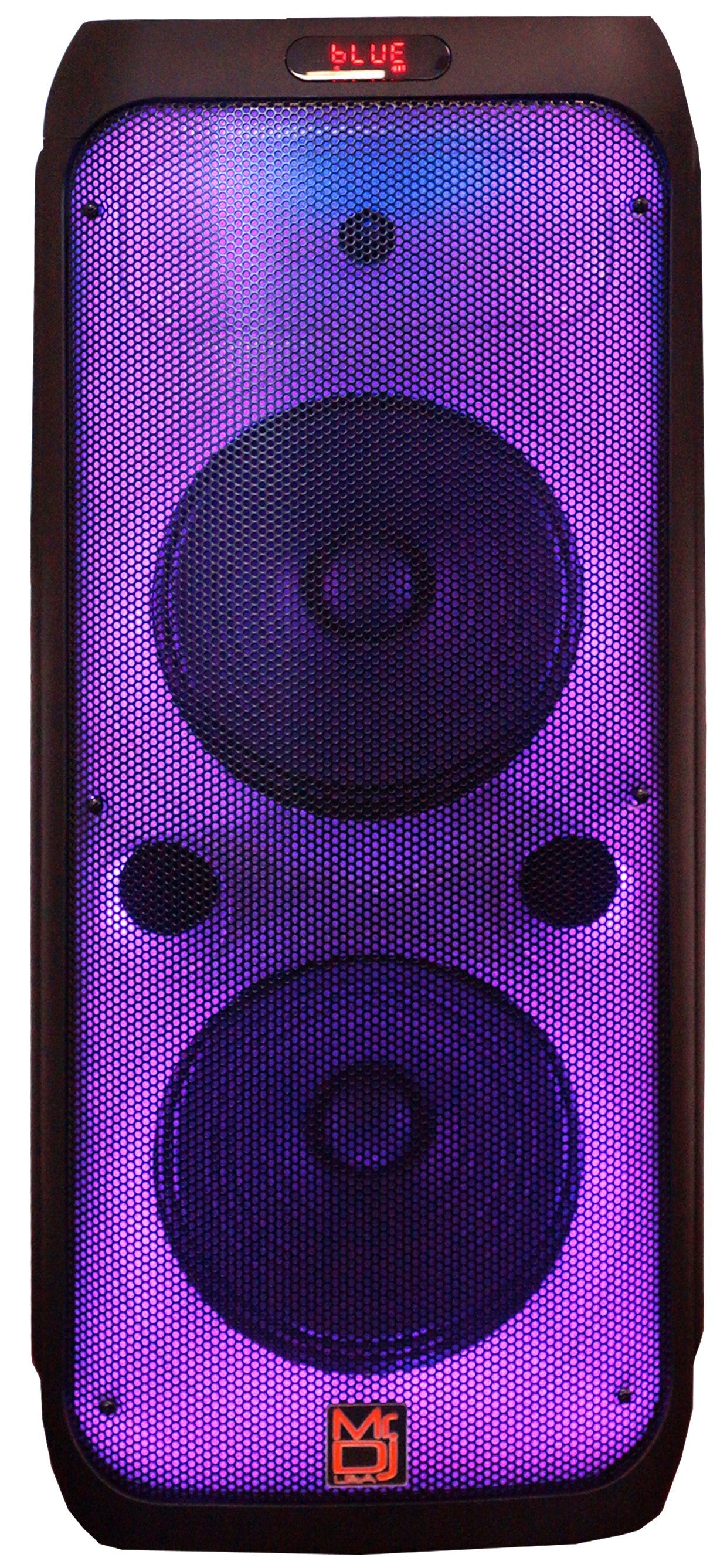 MR DJ FLAME4200 Karaoke Speaker with illuminated speakers, perfect for parties and events, includes Bluetooth and microphone.