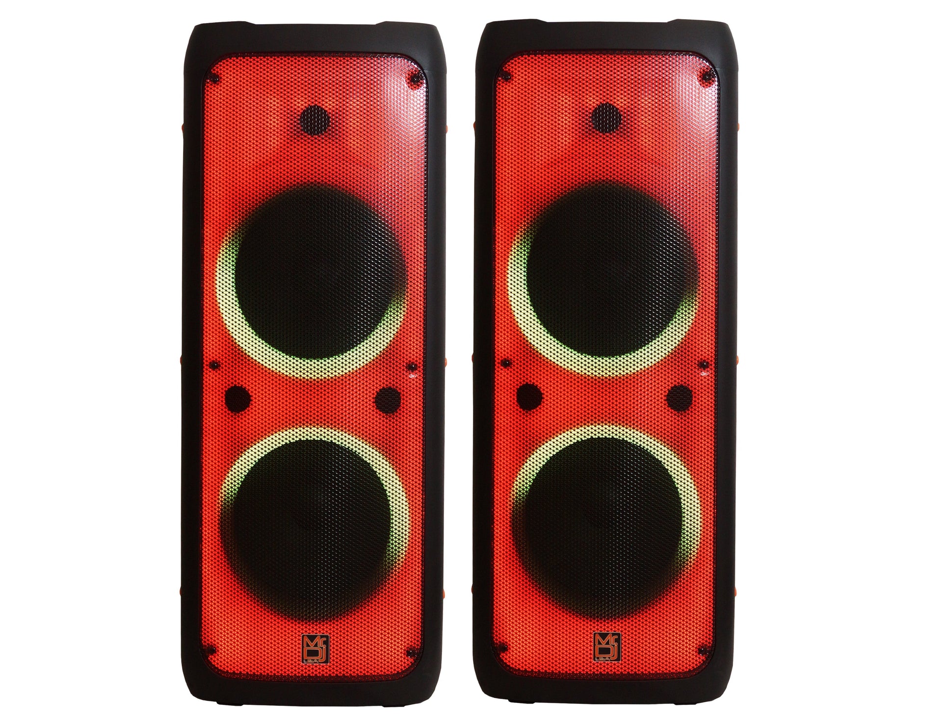 2 MR DJ FLAME5500LED Bluetooth PA Party Speakers Liquid Crystal LED 2 x 12" TWS FM USB