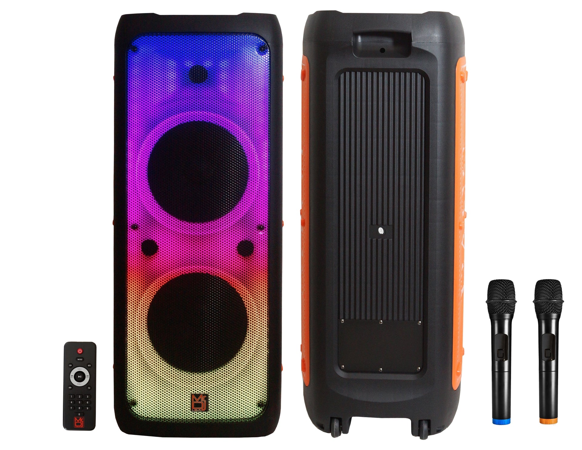 MR DJ FLAME5500LED DUAL 12" TWS Colorful Flame Lighting Rechargeable Bluetooth Speaker 5500 Watts