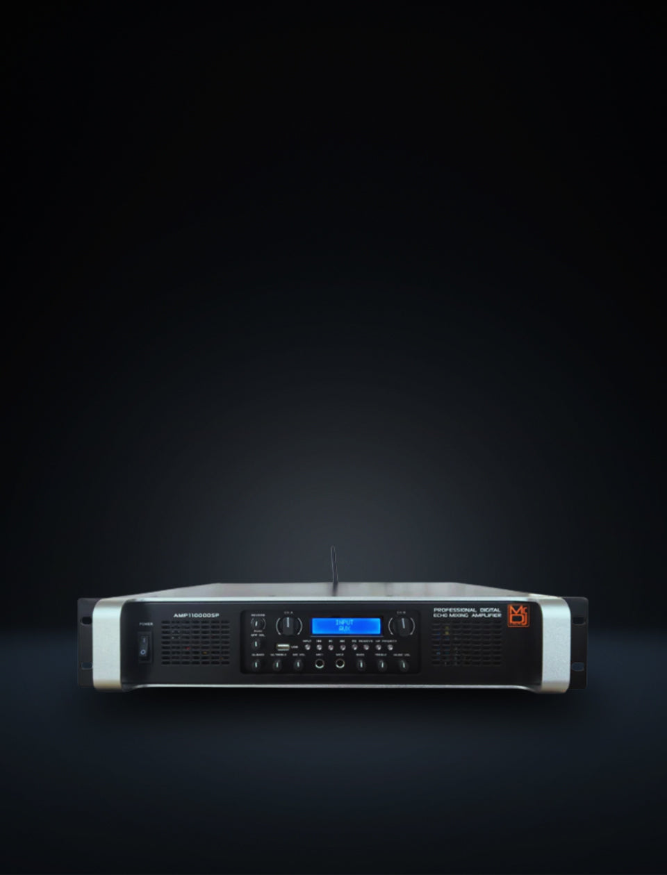 MR DJ AMP11000DSP 2Ch Class AB 10000W PA DJ Power Amplifier Onboard DSP Bluetooth USB displayed on a dark background.