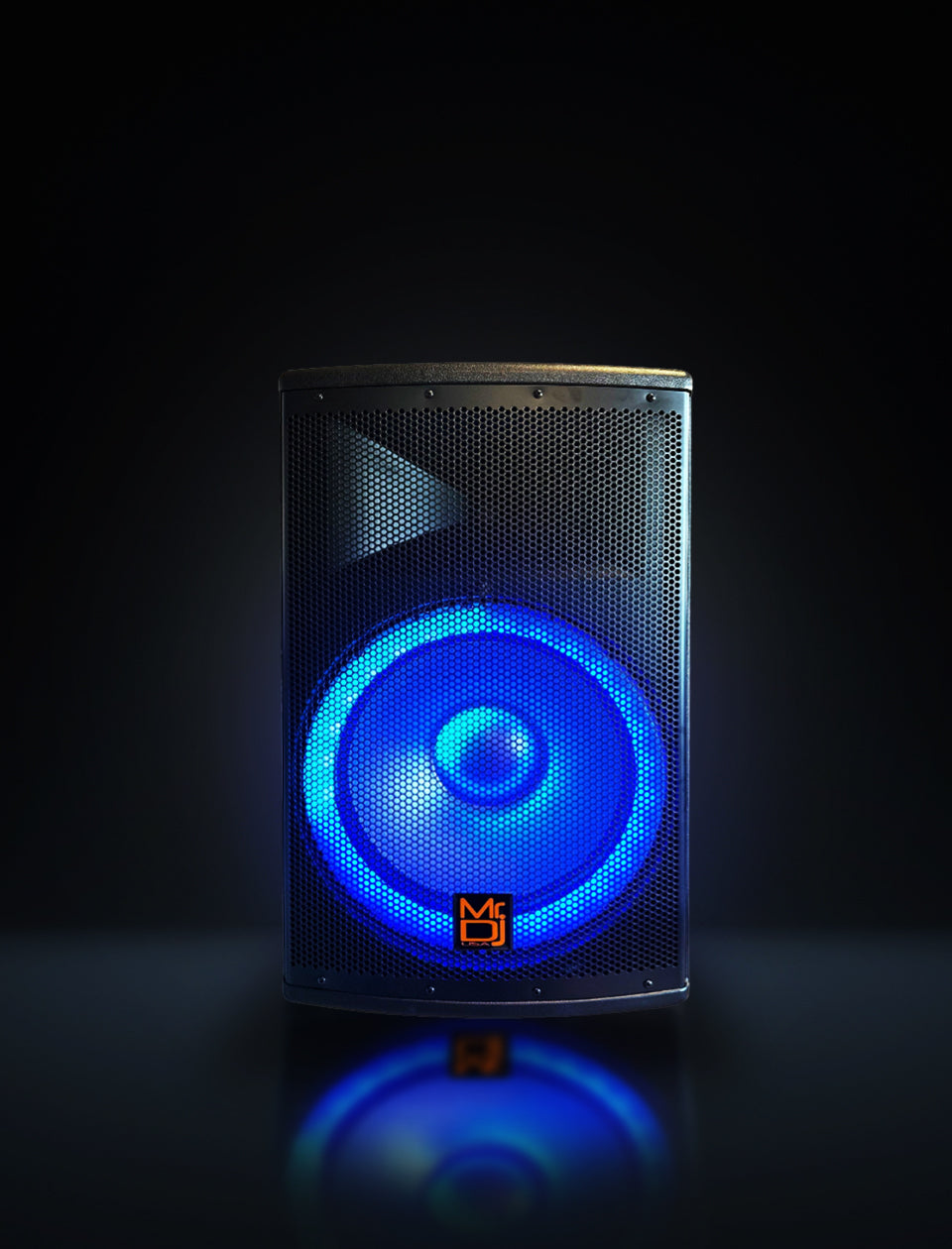 MR DJ PBX4500PKG 15" 2-Way PA DJ 4500W Active Powered Bluetooth Karaoke Speaker LED Lighting & Passive Speaker  + Speaker Stands & Cable