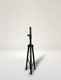 MR DJ SS350B Universal Black Folding Tripod PRO PA DJ On Stage Speaker Stand in a minimalist setting.