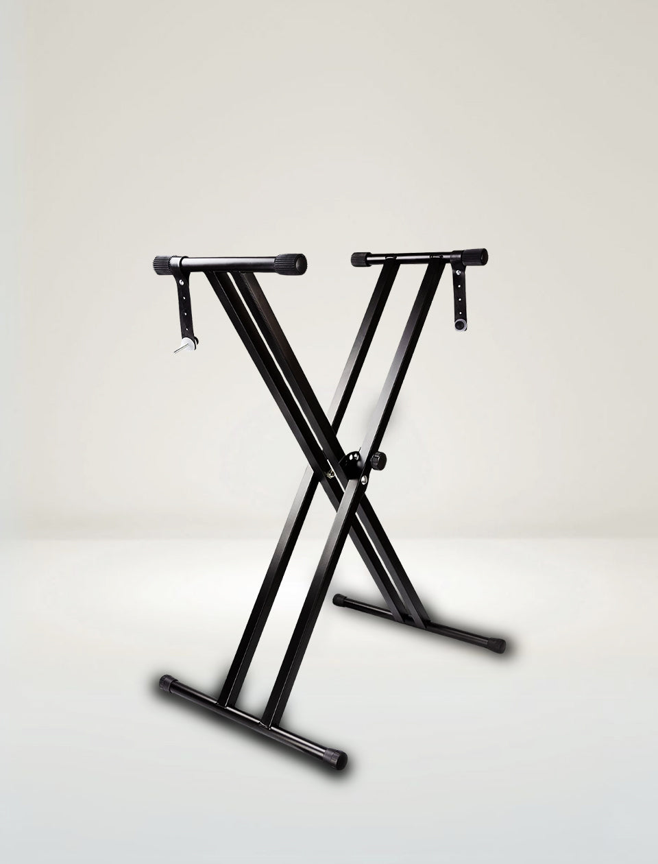 Black keyboard stand on a light background