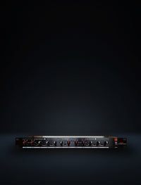 MR DJ 234XO Audio Crossover on black background, featuring stereo and mono controls for sound management.