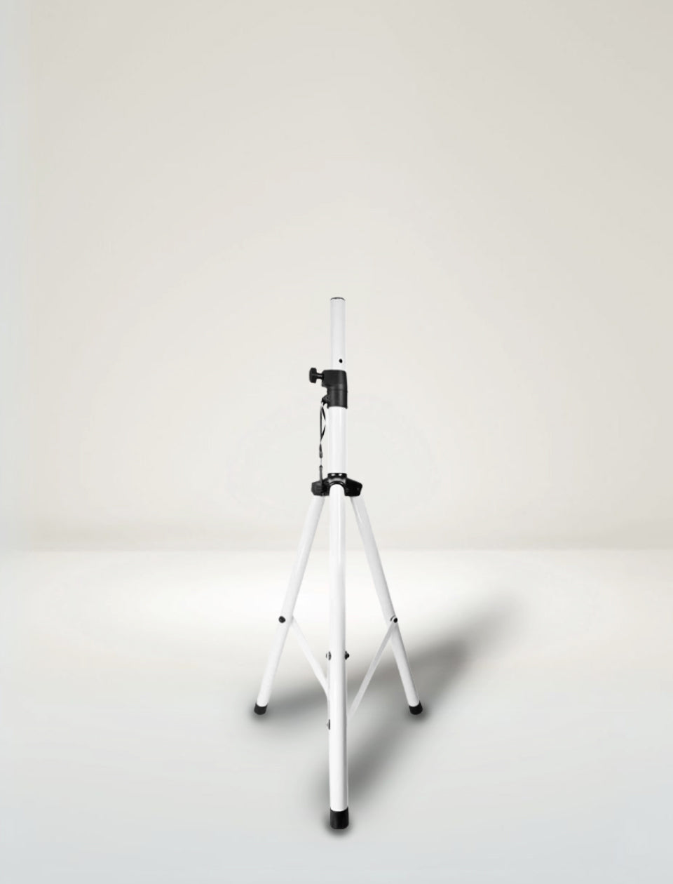 MR DJ SS350W Universal White Folding Tripod PRO PA DJ On Stage Speaker Stand displayed against a neutral background.