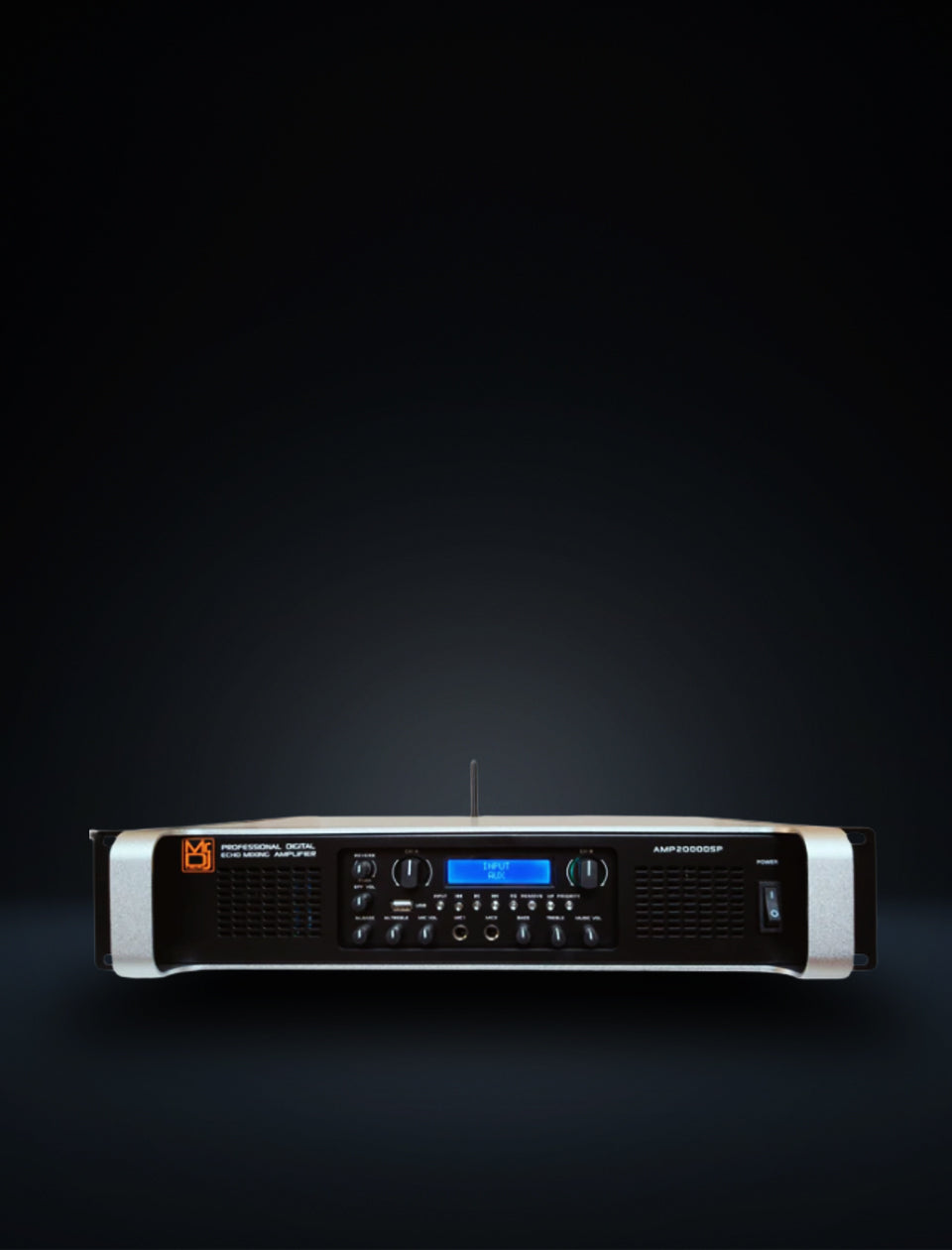 MR DJ AMP2000DSP 2Ch Class AB 2000W PA DJ Power Amplifier Onboard DSP Bluetooth USB front view